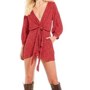 Free People red floral wrap dress